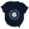 WUAI Sunflower Shirts for Women Cute Funny Summer Short Sleeve Loose Graphic Tee Shirts Tops(Navy,Small) view 3