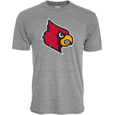 Blue 84 Men's Louisville Cardinals Tri-Blend T-Shirt Vintage Icon Heather Grey, Grey, Medium