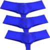 Jaxu Men's Elastic Spandex Thong Boxer Shiny Boxers Briefs Guys Pants Sexy Men Pouch Underwear 3-Pack(blue) L view 1