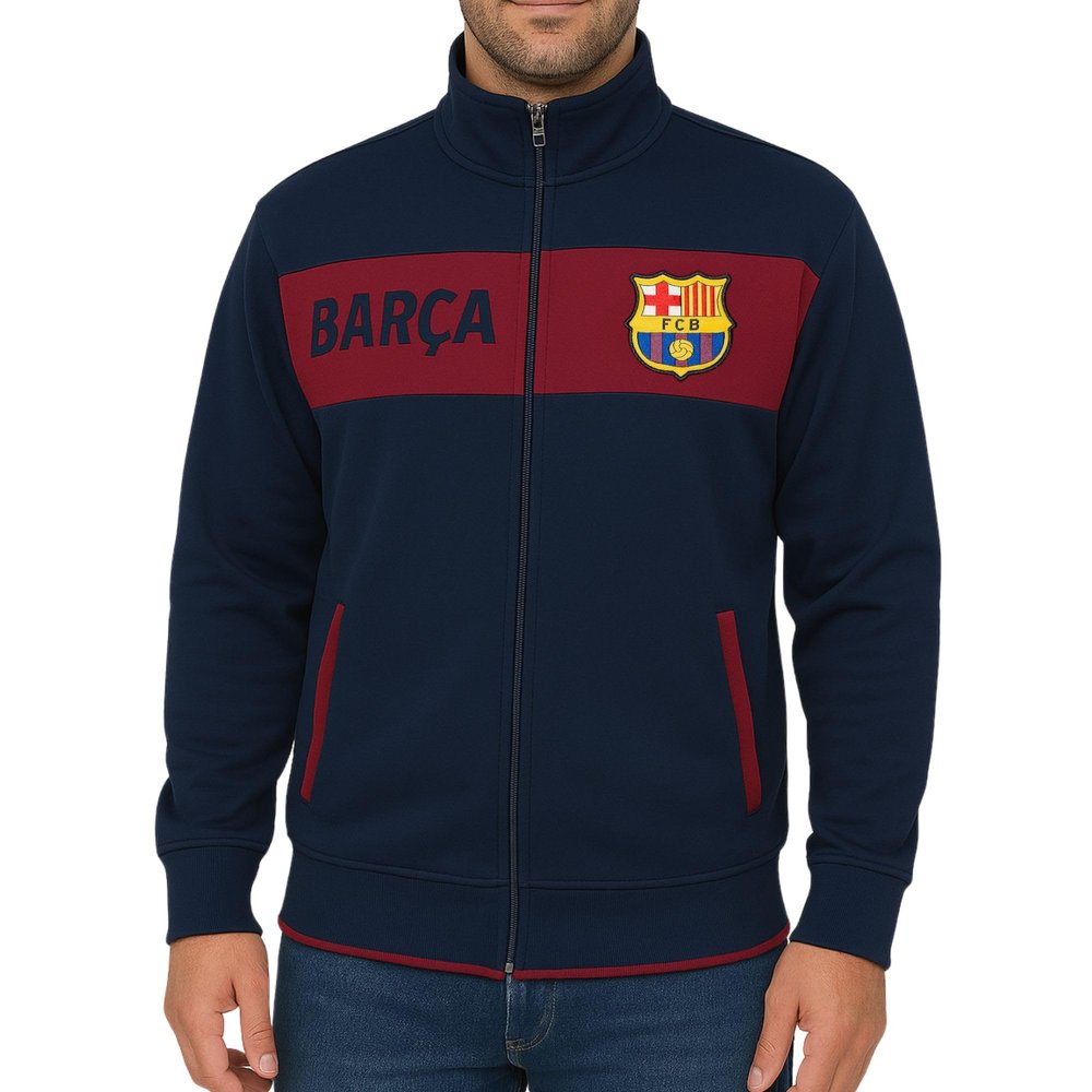 Icon Sports Soccer Track Jacket Official Mens FC Barcelona Barca World Football Club Team Casual Full Zip Up Active Adult Training Top FCB52TJ-N XL