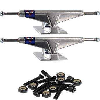 Venture Trucks V-Lights Polished Skateboard Trucks - 5.25" Hanger 8.0" Axle with 1" Raven Black Hardware - Bundle of 2 items