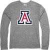 Blue 84 Men's Arizona Wildcats Tri-Blend Long Sleeve T-Shirt Vintage Icon Heather Grey, Grey, Large view 3