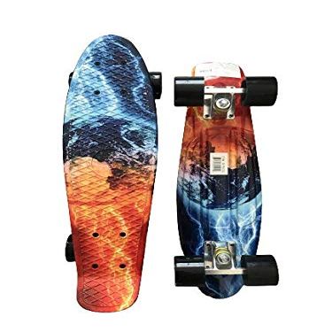 Skateboard Complete 22 inch Cruiser for Kids Youth Beginners Plastic Retro Style PU Wheels (Earth)