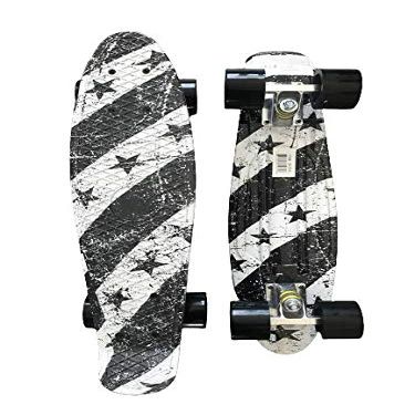 Skateboard Complete 22 inch Cruiser for Kids Youth Beginners Plastic Retro Style PU Wheels (Star)