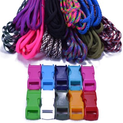 550 Paracord Bracelet Crafting Kit with Buckles - Random Colors and Patterns - 10 Pack of 10 Foot Bundles with Buckles