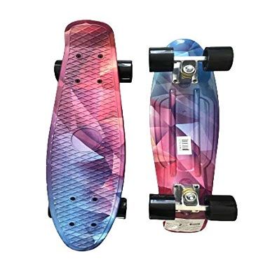 Waveline Skate Skateboard Complete 22 inch Cruiser for Kids Youth Beginners Plastic Retro Style PU Wheels (Fractal)