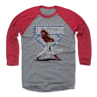500 LEVEL ALEC Bohm 3/4 Sleeve T-Shirt (Baseball Tee, XXX-Large, Red/Heather Gray) - ALEC Bohm Diamond Name WHT