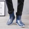 ANUFER Men's Mid-Calf Snow Rain Boots Outdoor Waterproof Gardening Farm Boots with Removable Fluff Lining Blue 2 SN01622 US7.5 view 4