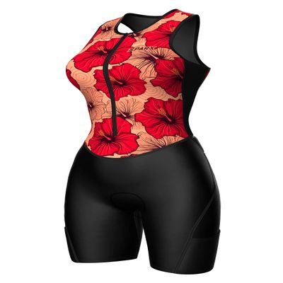 Sparx Women Triathlon Suit Tri Short Racing Cycling Swim Run (Small, Hisbiscus) Red