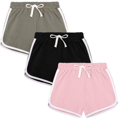 BOOPH 3Pc Girls Athletic Shorts Active Running Dolphin Shorts 7-8 Years Gray Black Pink