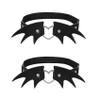 alisikee 2pcs Adjustable Faux Leather Leg Garter, Wing Shaped Elastic Punk Thigh Garter Belt for Halloween Parties, Black view 1