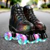 Women Roller Skates Classic High-top Outdoor Skate Roller Light-Up Four-Wheel Roller Skates Shiny Roller Skates for Adult Women Men Yoth with Shoe Bag (Black Flash Wheel,39=US: 6.5) view 2