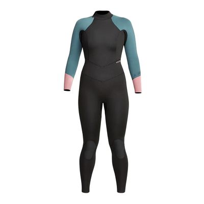 XCEL Womens Axis Back Zip 4/3mm Fullsuit - Black/Tinfoilfoil/Mesa Rose | 4