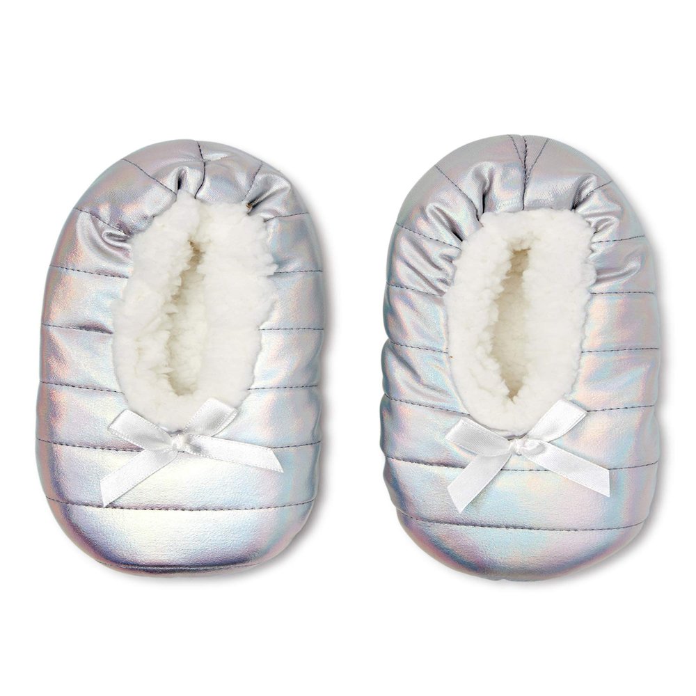 3LP Girls Holographic Slipper Socks, 1 Pack, Shoe Sizes 8 13 or 13 4 (Shoe Size 13 4)