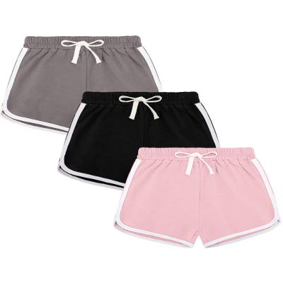 BOOPH 3Pc Girls Athletic Shorts Active Running Dolphin Short 10-12 Year Gray Black Pink