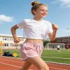 BOOPH 3Pc Girls Athletic Shorts Active Running Dolphin Short 10-12 Year Gray Black Pink view 3