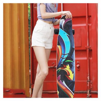 KHUY 46 Inch Long Boards Skateboard for Cruising, Free Style, Downhill and Dancing, Longboard 9 Layer Maple Deck Cruiser Skateboards for Teens Adults Beginners Girls Gifts (Color : H)