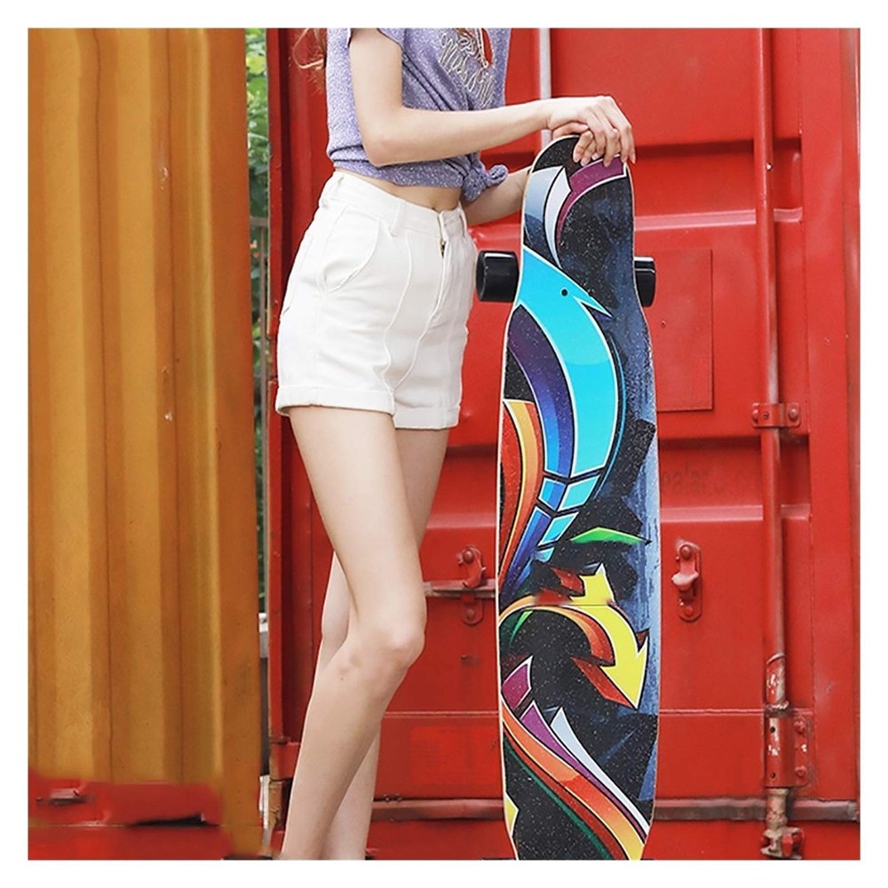 KHUY 46 Inch Long Boards Skateboard for Cruising, Free Style, Downhill and Dancing, Longboard 9 Layer Maple Deck Cruiser Skateboards for Teens Adults Beginners Girls Gifts (Color : H)