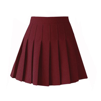 ZHANCHTONG Women's High Waist A-Line Pleated Mini Skirt Short Tennis Skirt (Dark Red, L)