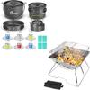 Odoland 39pcs Camping Cookware Mess Kit for 6 and More and Folding Campfire Grill for Outdoor Backpacking Hiking BBQ view 1