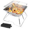 Odoland 39pcs Camping Cookware Mess Kit for 6 and More and Folding Campfire Grill for Outdoor Backpacking Hiking BBQ view 3