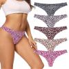 voenxe Seamless Thongs for Women No Show Thong Underwear Women 5-10 Pack (G-5 Pack Leopard Print, Small) view 1