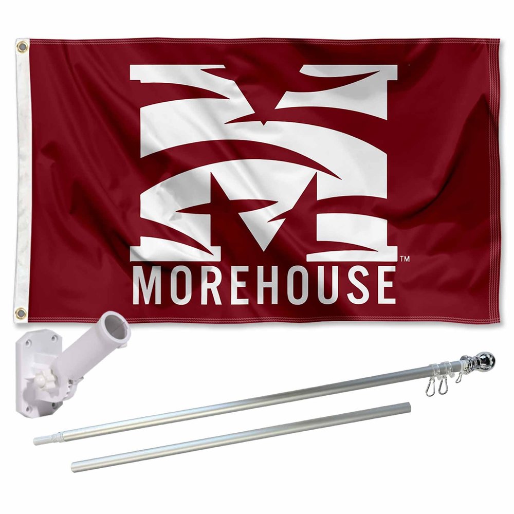 College Flags & Banners Co. Morehouse Maroon Tigers Flag and Pole Bracket Mount Bundle