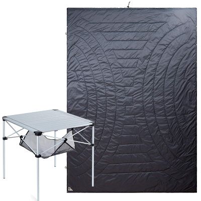 iClimb 1 Stable Square Folding Table and 1 3M Thinsulate Insulation Warm Camping Blanket Bundle, Ultralight Compact for Adults Teens Camping Indoor Outdoor