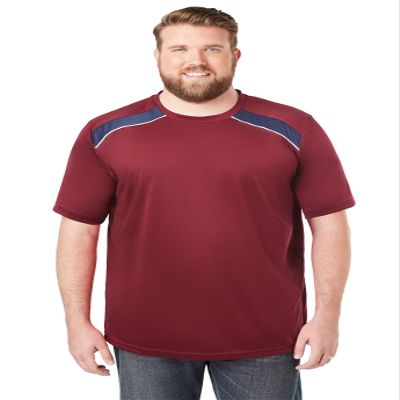 KingSize Men's Big & Tall Power Tee - 2XL, Dark Burgundy Navy