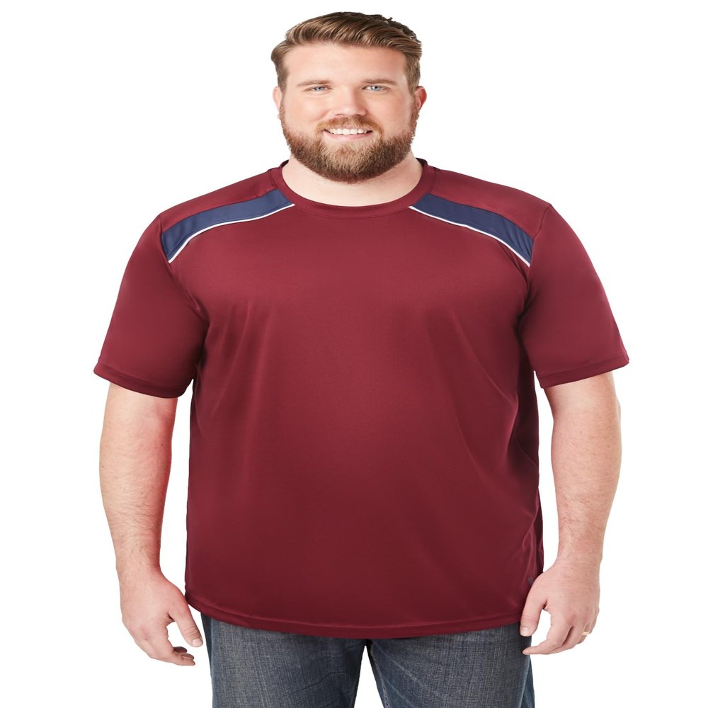 KingSize Men's Big & Tall Power Tee - 2XL, Dark Burgundy Navy