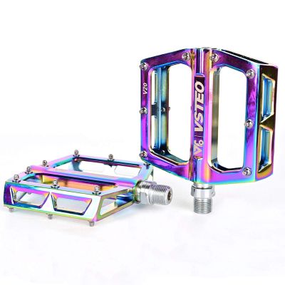 Road Bike Pedals Bicycle Flat Pedals Non-Slip Lightweight Aluminum Alloy Wide Platform Cycling Pedal for BMX/MTB -Universal ightweight Colorful Bike Accessories,Colorful