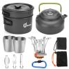 Odoland Bundle  2 Items 12pcs Camping Cookware Mess Kit with Mini Stove and Folding Campfire Grill for Outdoor Backpacking Hiking BBQ view 2