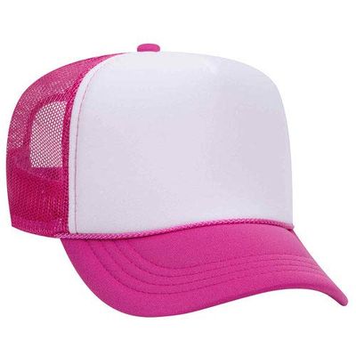 Ashen Fane Kids' Polyester Foam Front 5 Panel High Crown Mesh Back Trucker Hat, HPk Wht HPk