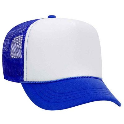 Ashen Fane Kids' Polyester Foam Front 5 Panel High Crown Mesh Back Trucker Hat, RYL Wht RYL