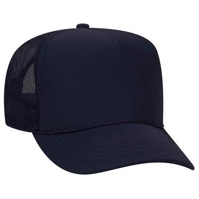 Ashen Fane Kids' Polyester Foam Front 5 Panel High Crown Mesh Back Trucker Hat, Navy