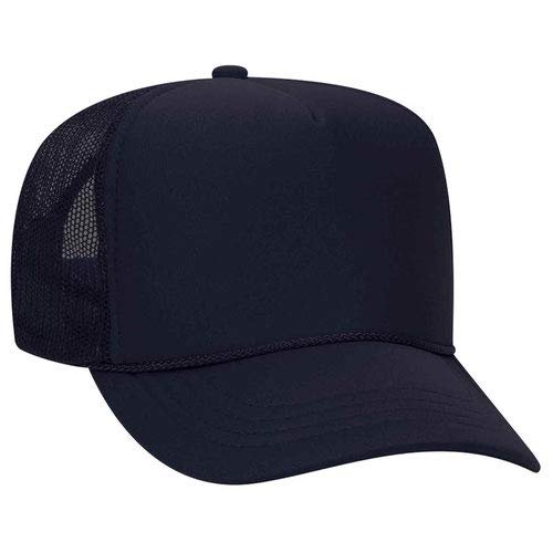 Ashen Fane Kids' Polyester Foam Front 5 Panel High Crown Mesh Back Trucker Hat, Navy