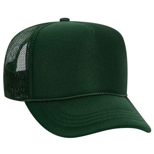 Ashen Fane Kids' Polyester Foam Front 5 Panel High Crown Mesh Back Trucker Hat, Dark Green