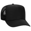 Ashen Fane Kids' Polyester Foam Front 5 Panel High Crown Mesh Back Trucker Hat, Black view 1