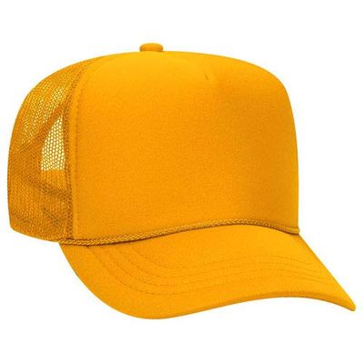 Ashen Fane Kids' Polyester Foam Front 5 Panel High Crown Mesh Back Trucker Hat, Gold