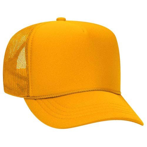 Ashen Fane Kids' Polyester Foam Front 5 Panel High Crown Mesh Back Trucker Hat, Gold