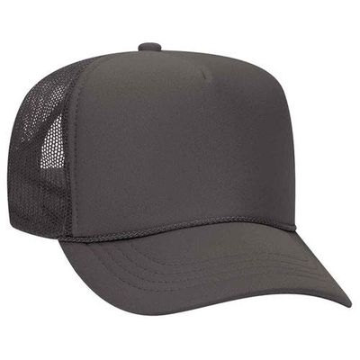 Ashen Fane Kids' Polyester Foam Front 5 Panel High Crown Mesh Back Trucker Hat, Charcoal Gray