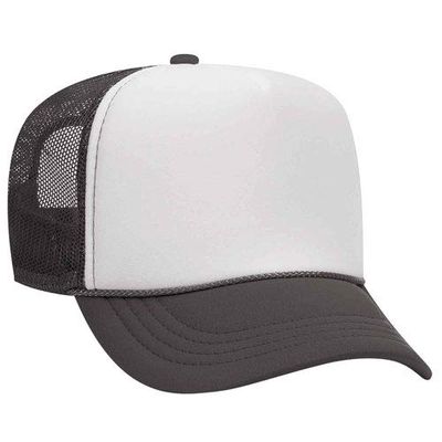 Ashen Fane Kids' Polyester Foam Front 5 Panel High Crown Mesh Back Trucker Hat, ChG Wht ChG