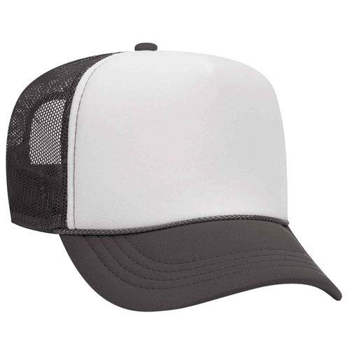 Ashen Fane Kids' Polyester Foam Front 5 Panel High Crown Mesh Back Trucker Hat, ChG Wht ChG