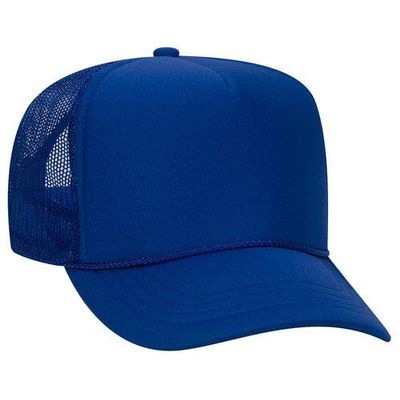 Ashen Fane Kids' Polyester Foam Front 5 Panel High Crown Mesh Back Trucker Hat, Royal