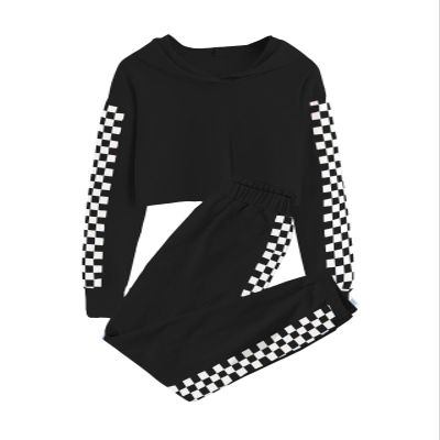 Meikulo Crop Tops Hoodies for Teen Girls Clothes Kids Cute Shirts Long Sleeve Fashion Sweatshirts Sweatpants Jogger Two Piece Outfits Athletic Sweatsuit Clothing Sets Black, 9-10 Years