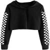 Meikulo Crop Tops Hoodies for Teen Girls Clothes Kids Cute Shirts Long Sleeve Fashion Sweatshirts Sweatpants Jogger Two Piece Outfits Athletic Sweatsuit Clothing Sets Black, 9-10 Years view 2