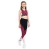 Moily Girls Two Piece Athletic Outfit Sleeveless Tank Top with Leggings for Gymnastics/Dance/Sports Splicing Red 8-10 Years view 2