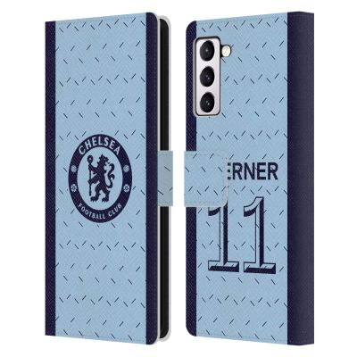 Head Case Designs Officially Licensed Chelsea Football Club Timo Werner 2020/21 Players Away Kit Group 1 Leather Flip Case Compatible with Samsung Galaxy S21+ 5G