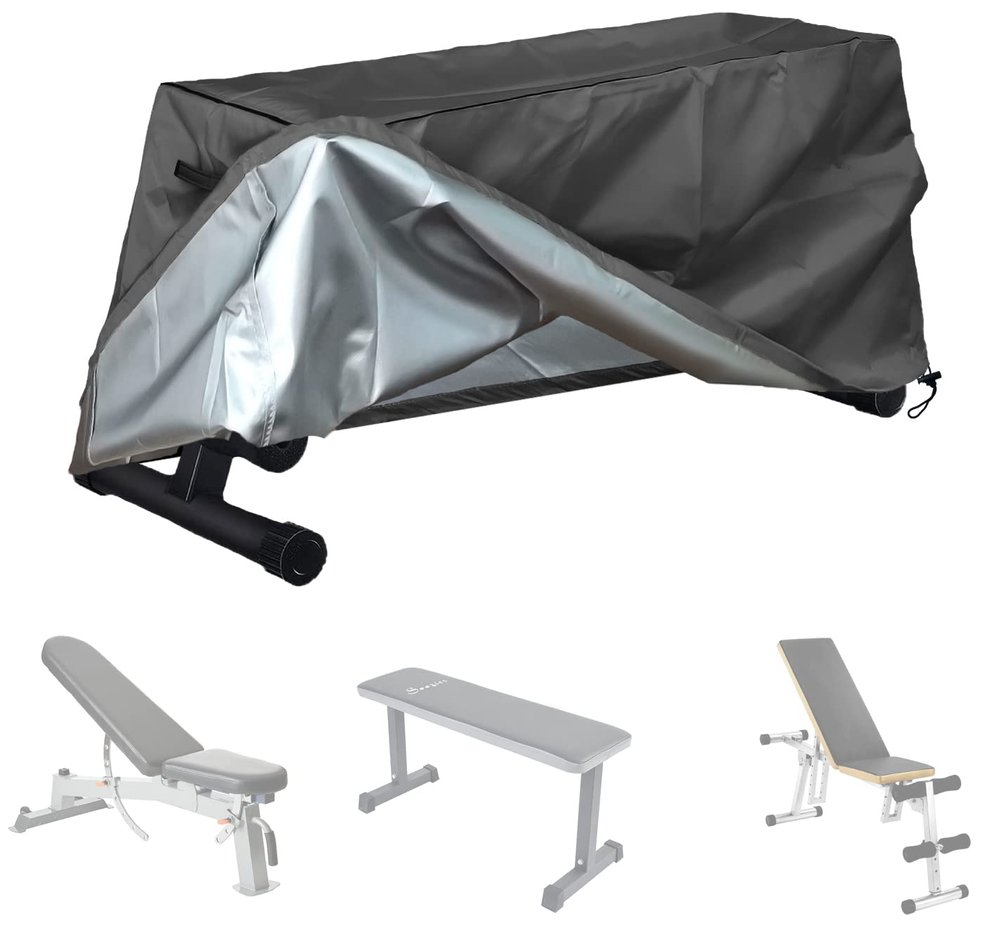MBOOM Weight Bench Cover, Bottom Drawstring, 600D Oxford Waterproof Heavy Duty Adjustable Exercise Workout Bench Cover for Indoor and Outdoor Fitness Equipment Grey,44"x 50 x 16 x 21)