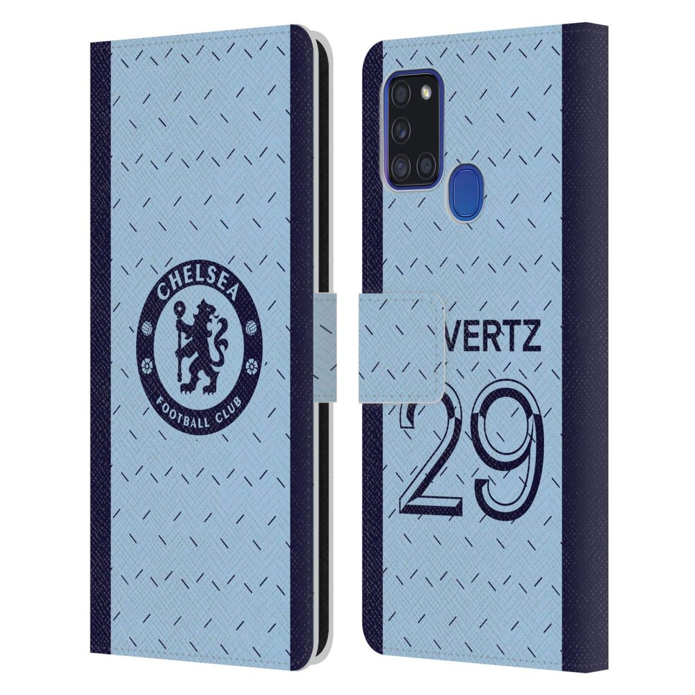 Head Case Designs Officially Licensed Chelsea Football Club Kai Havertz 2020/21 Players Away Kit Group 1 Leather Flip Case Compatible with Samsung Galaxy A21s (2020)